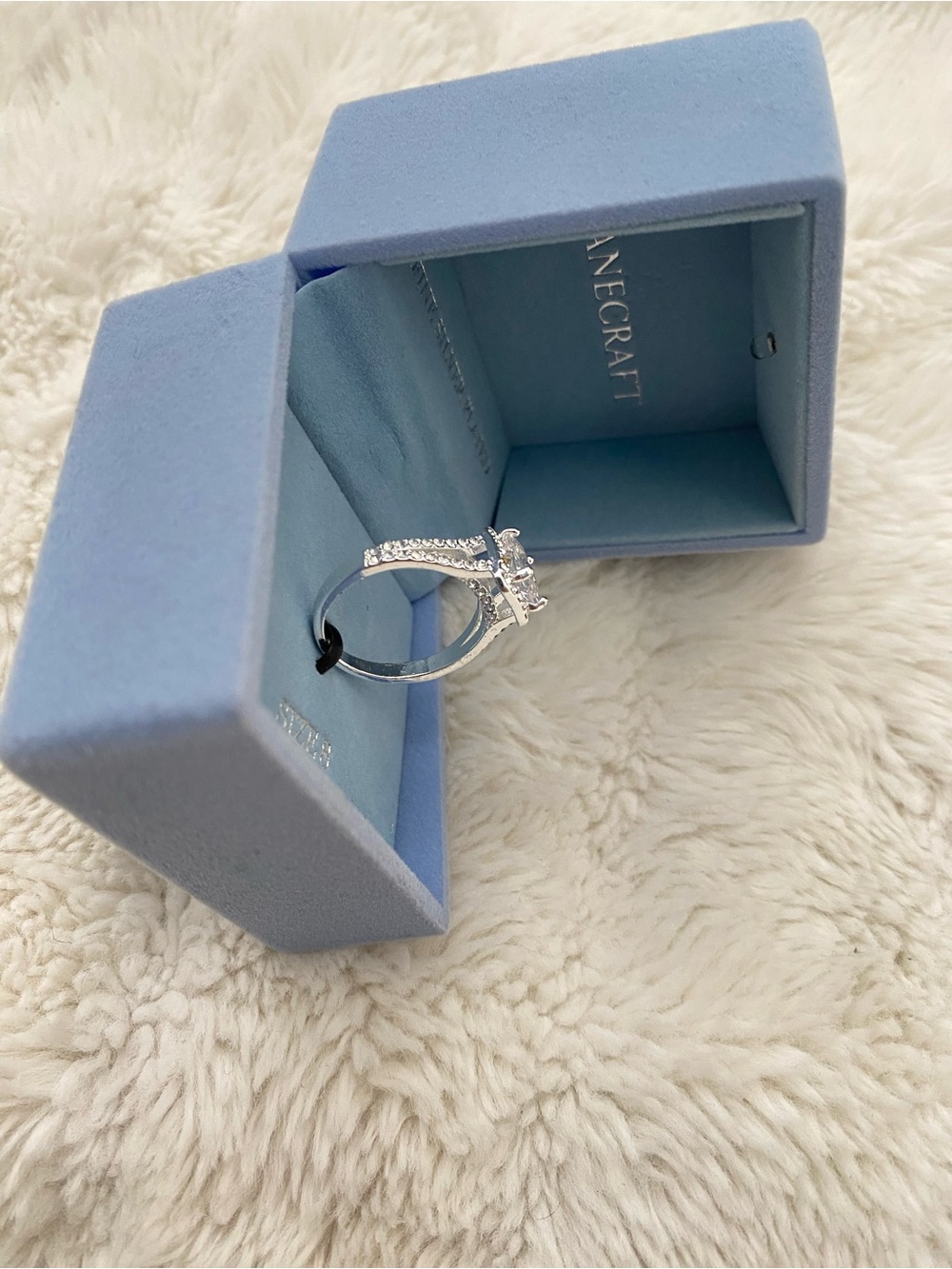 Fine Silver-Plated Emerald Cut Cubic Zirconia Ring New - Picture 5 of 15